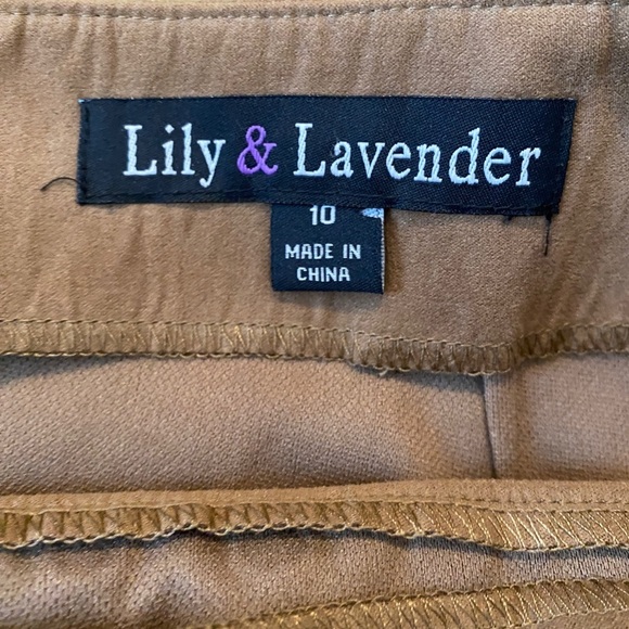 Lily & Lavender Sophisticated Studded Brown Vegan Suede Pencil Skirt - Picture 4 of 10